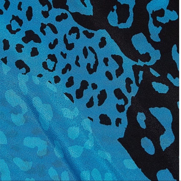 Rixo Sylvie Turquoise Blue Leopard Print Silk Midi Slip Dress Size XS NWT - Picture 9 of 14